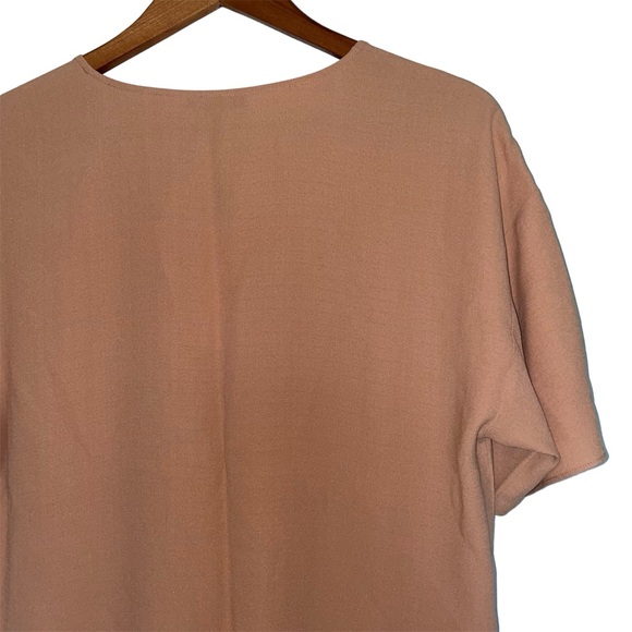 Eileen Fisher Deep V-Neck Tee Signature Silk Georgette Crepe in Amber NWT - Picture 12 of 16
